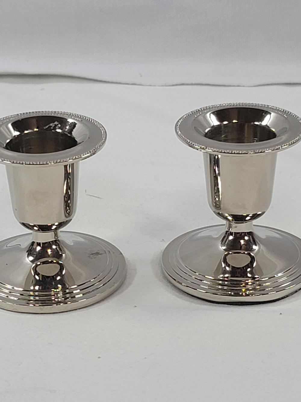 Silver-Plated Taper Candle Stick Holders Soft Bottom